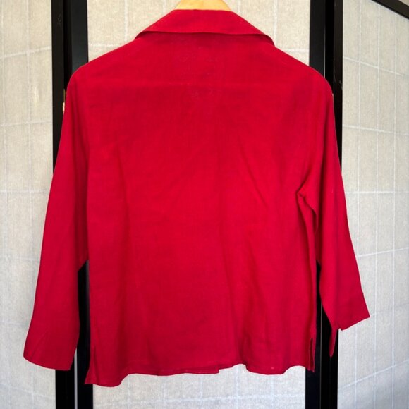 Talbots 100% Irish Linen Red Button Down Blouse Size 10 Petite - Picture 2 of 4